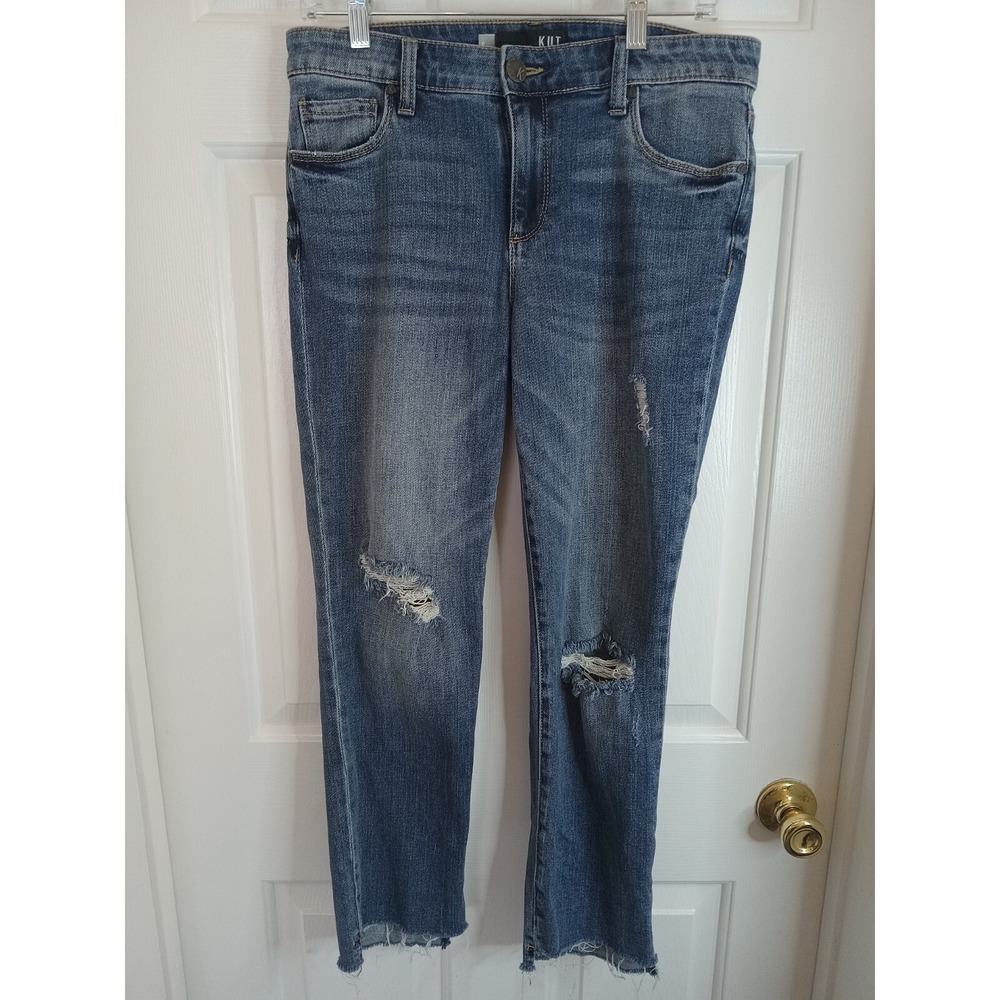 Kut From The Kloth REESE Ankle Straight Leg Size 6 Denim Jeans Distressed